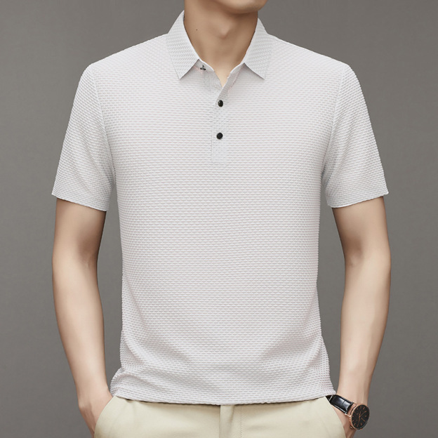 Men's short sleeve polo shirt simple solid color casual breathable top