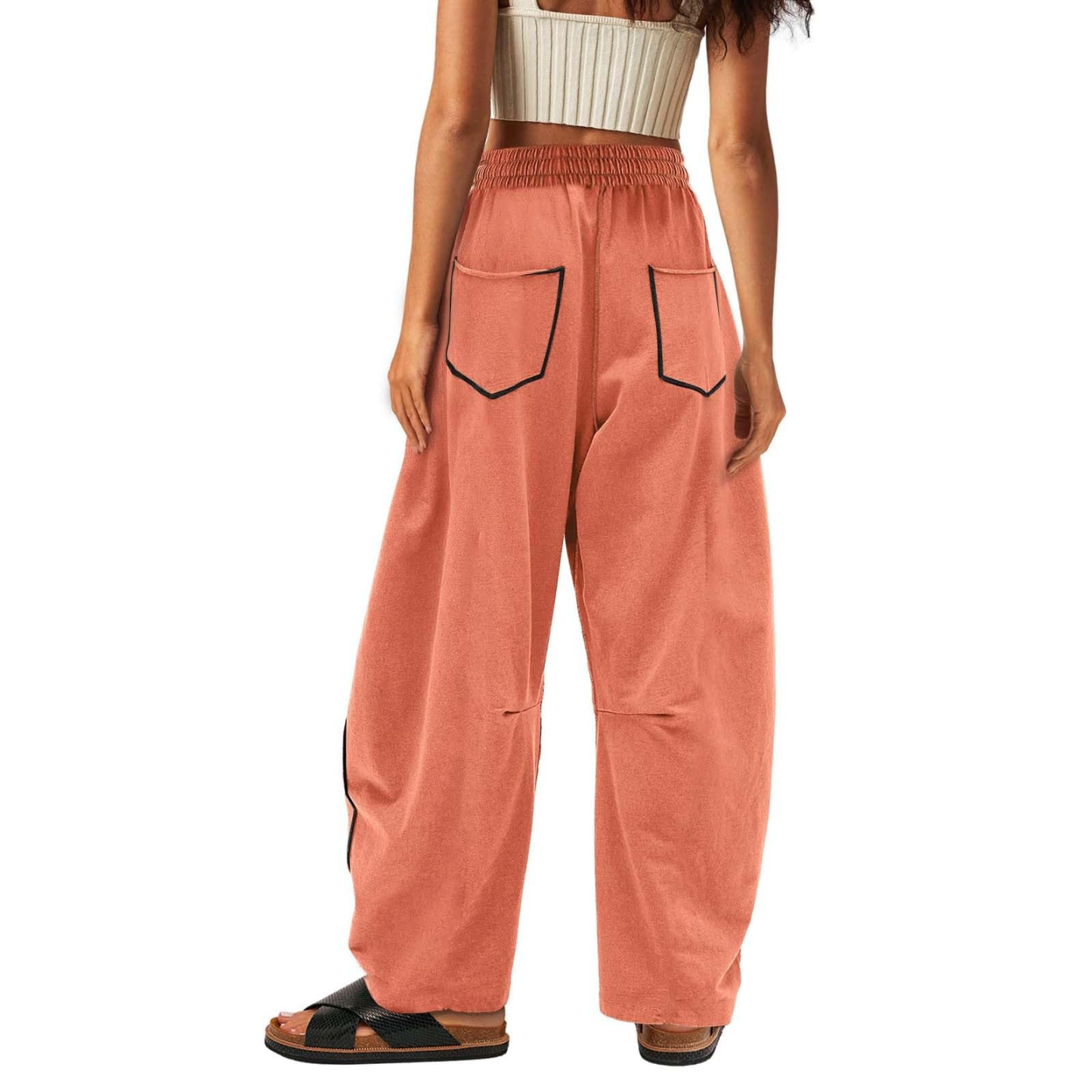 Loose and casual summer drawstring-waist wide-leg casual sweatpants