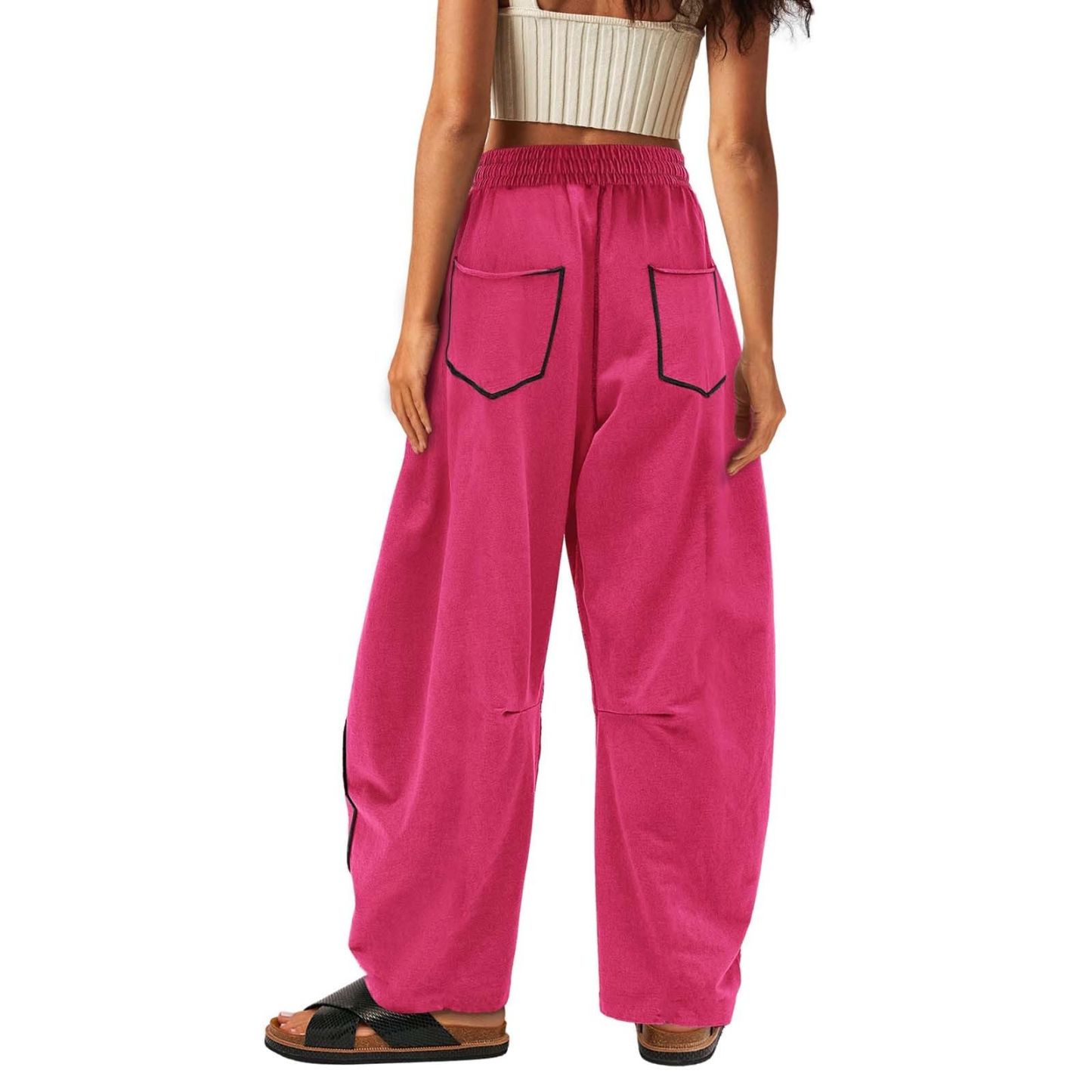 Loose and casual summer drawstring-waist wide-leg casual sweatpants
