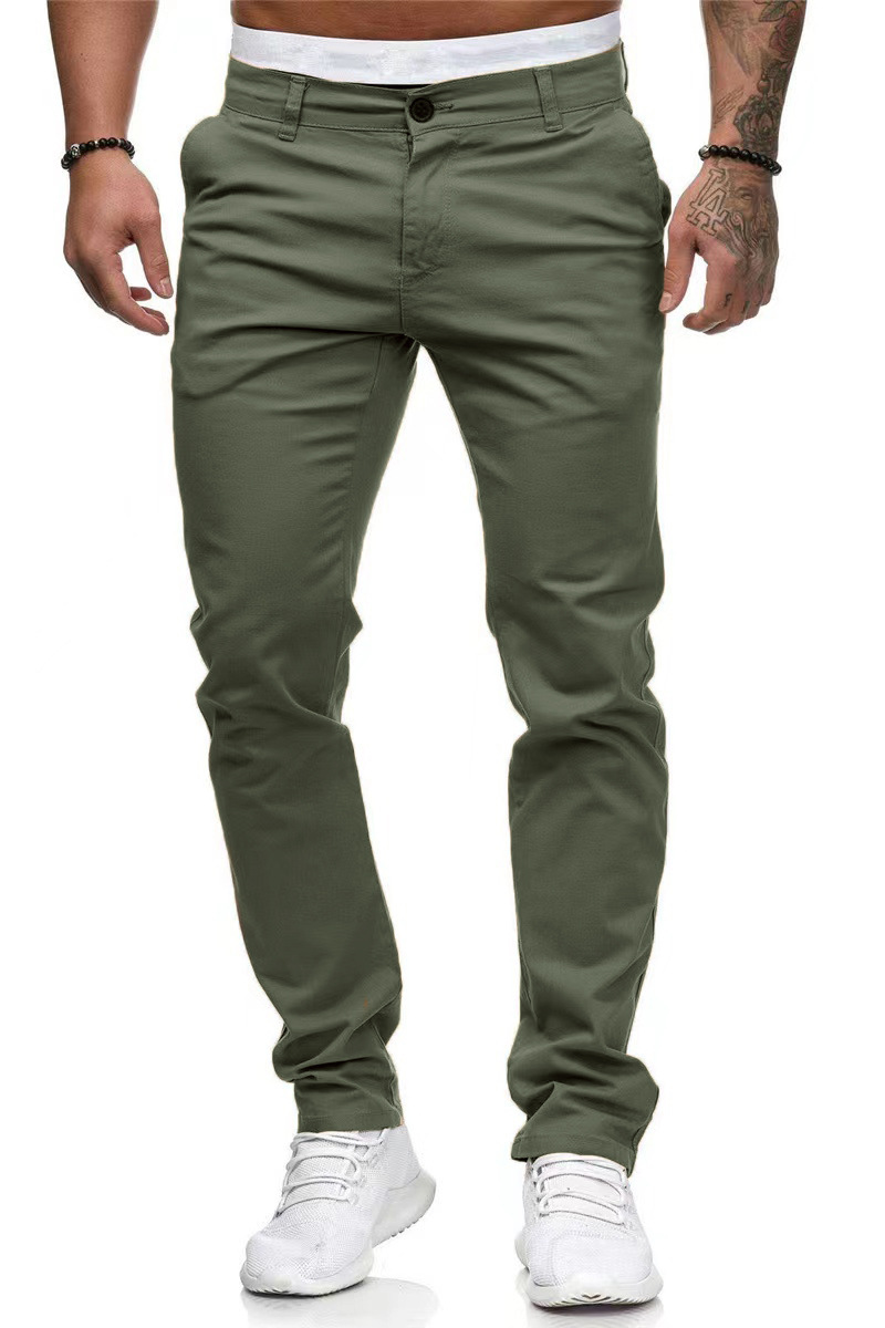 Summer Casual Men's Slim-Fit Youth Solid Color Trousers