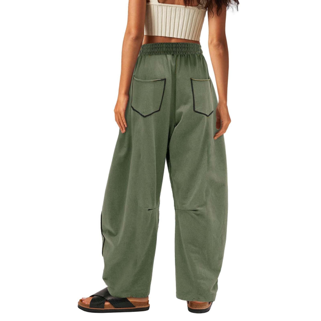 Loose and casual summer drawstring-waist wide-leg casual sweatpants
