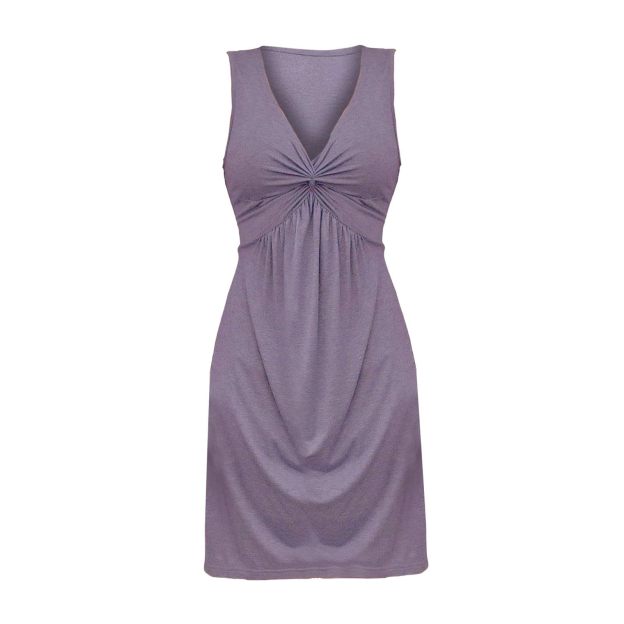 Sleeveless V-Neck Dress with Chest Twist, Ruffles and Waist Cinching
