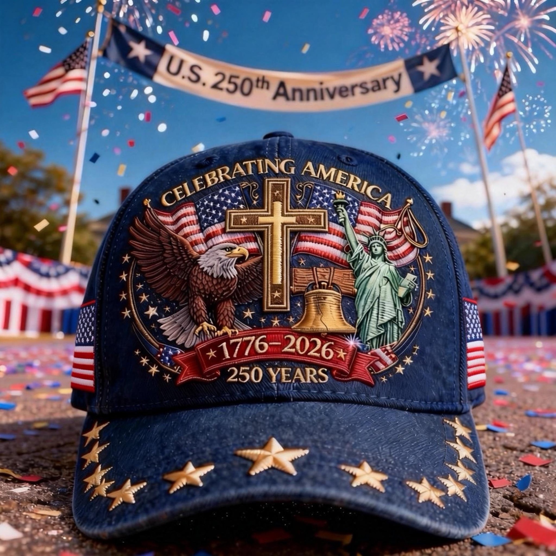Eagle & Liberty & CrossUnited States 250th Anniversary Hat