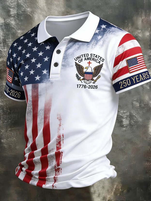 Men's American 250th Anniversary Casual Short-Sleeve Polo Shirt