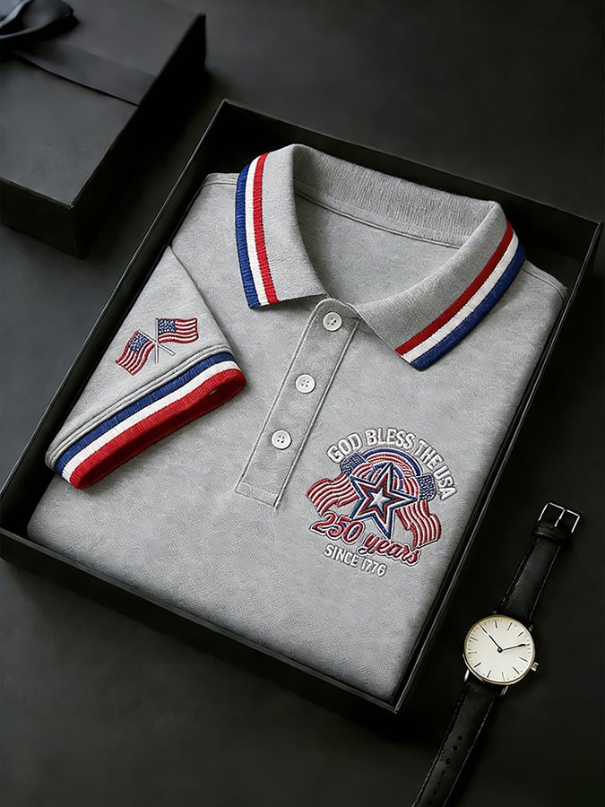 Men's America 250th Anniversary Faith One Nation Under God  Polo Shirt