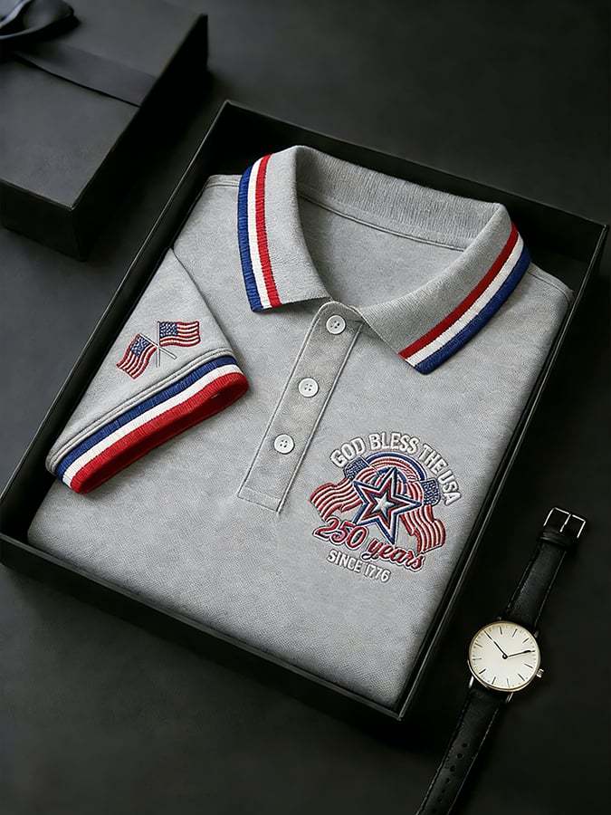 Men's America 250th Anniversary Faith One Nation Under God  Polo Shirt