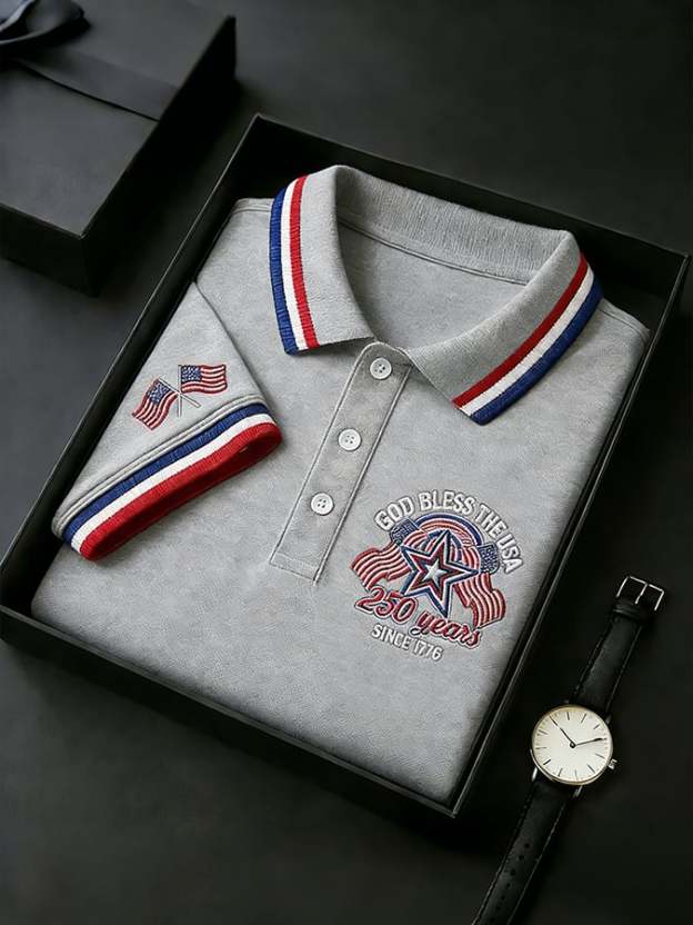 Men's America 250th Anniversary Faith One Nation Under God  Polo Shirt