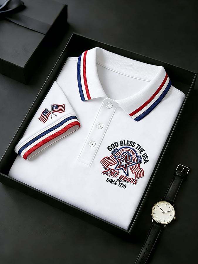 Men's America 250th Anniversary Faith One Nation Under God  Polo Shirt