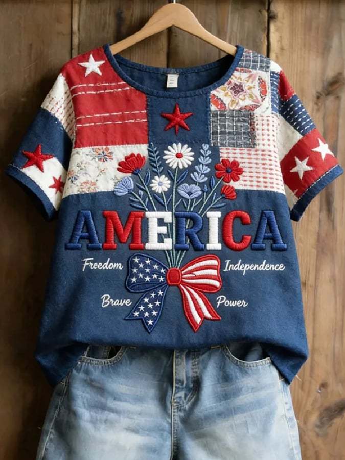 Women's Cotton-Linen 250th Anniversary Printed Top