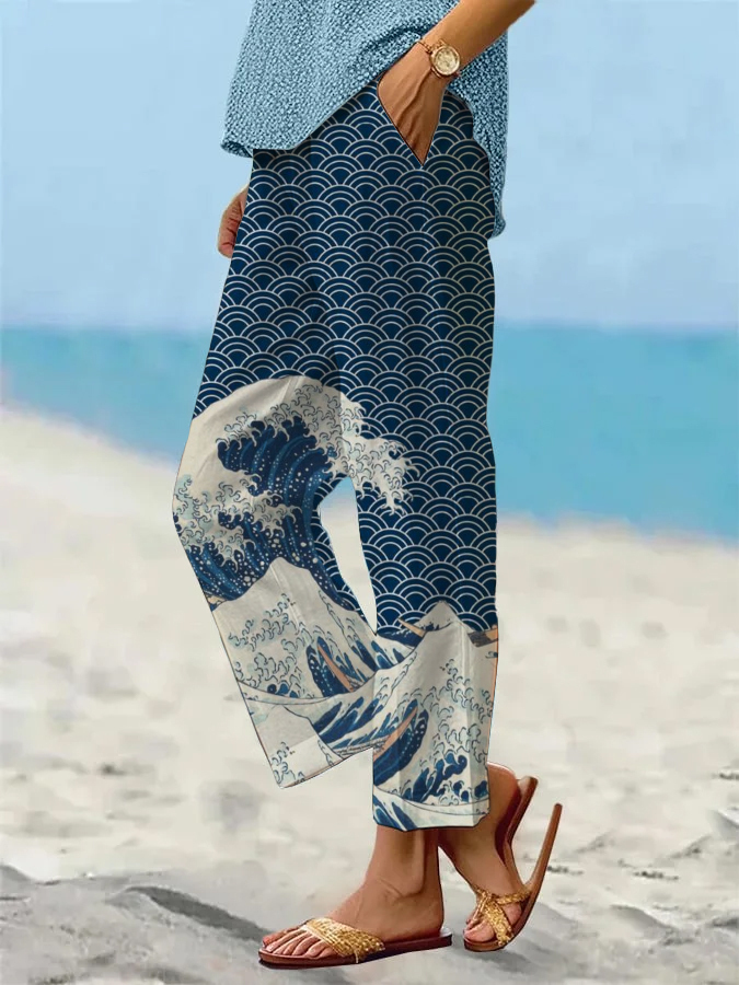 Women's Beach Vacation Loose Casual Pants (With Pockets)