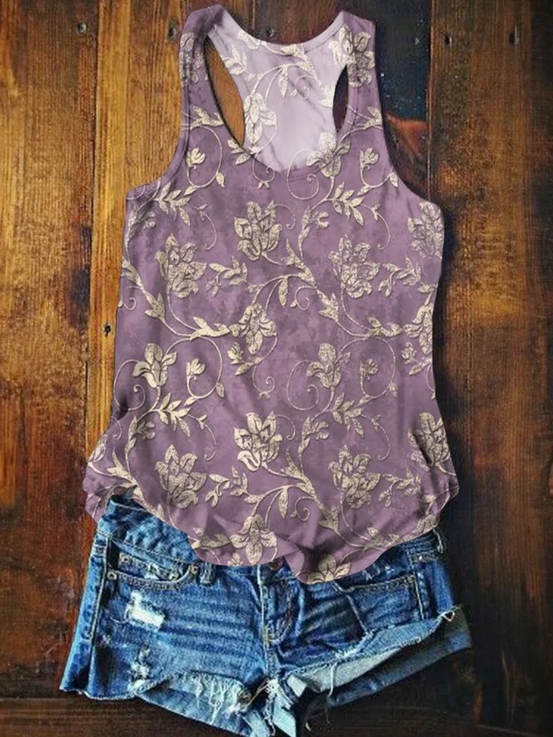 Women's Vintage Folk Art Floral Pattern Print Pocket Cotton Dress