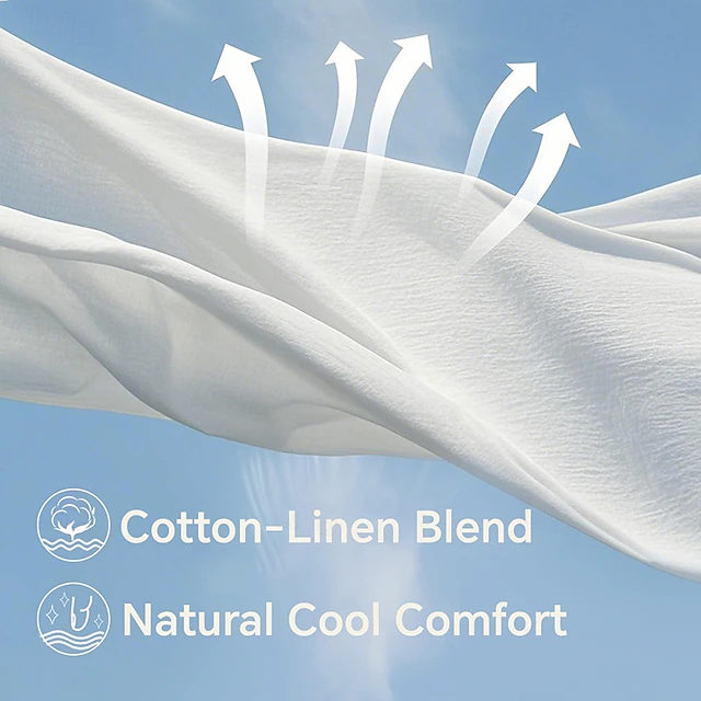 Women's V-Neck Cotton Linen Two-Piece Long Sleeve Set