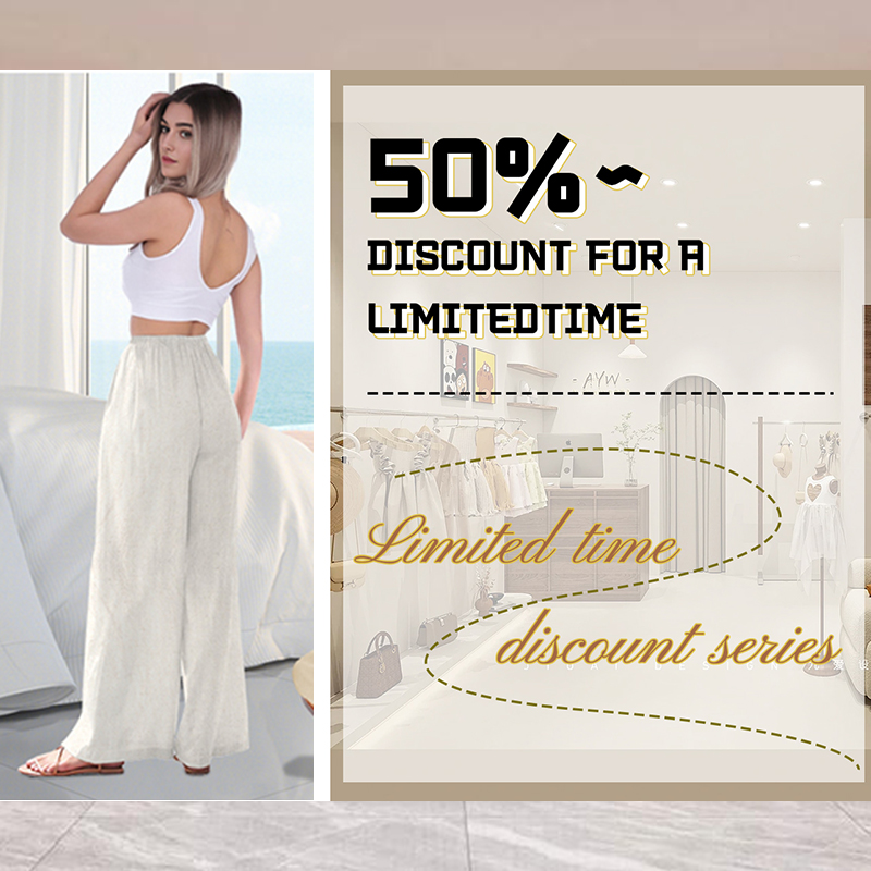 Women's cotton and linen beach pants