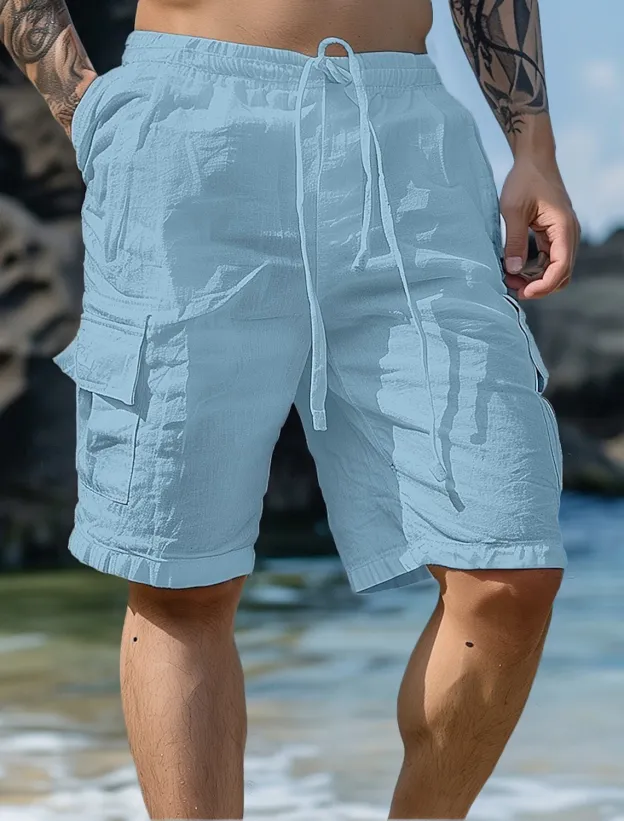 🔥 50% OFF! Men’s 2‑Pocket Linen Shorts — Beach Ready! 🌴