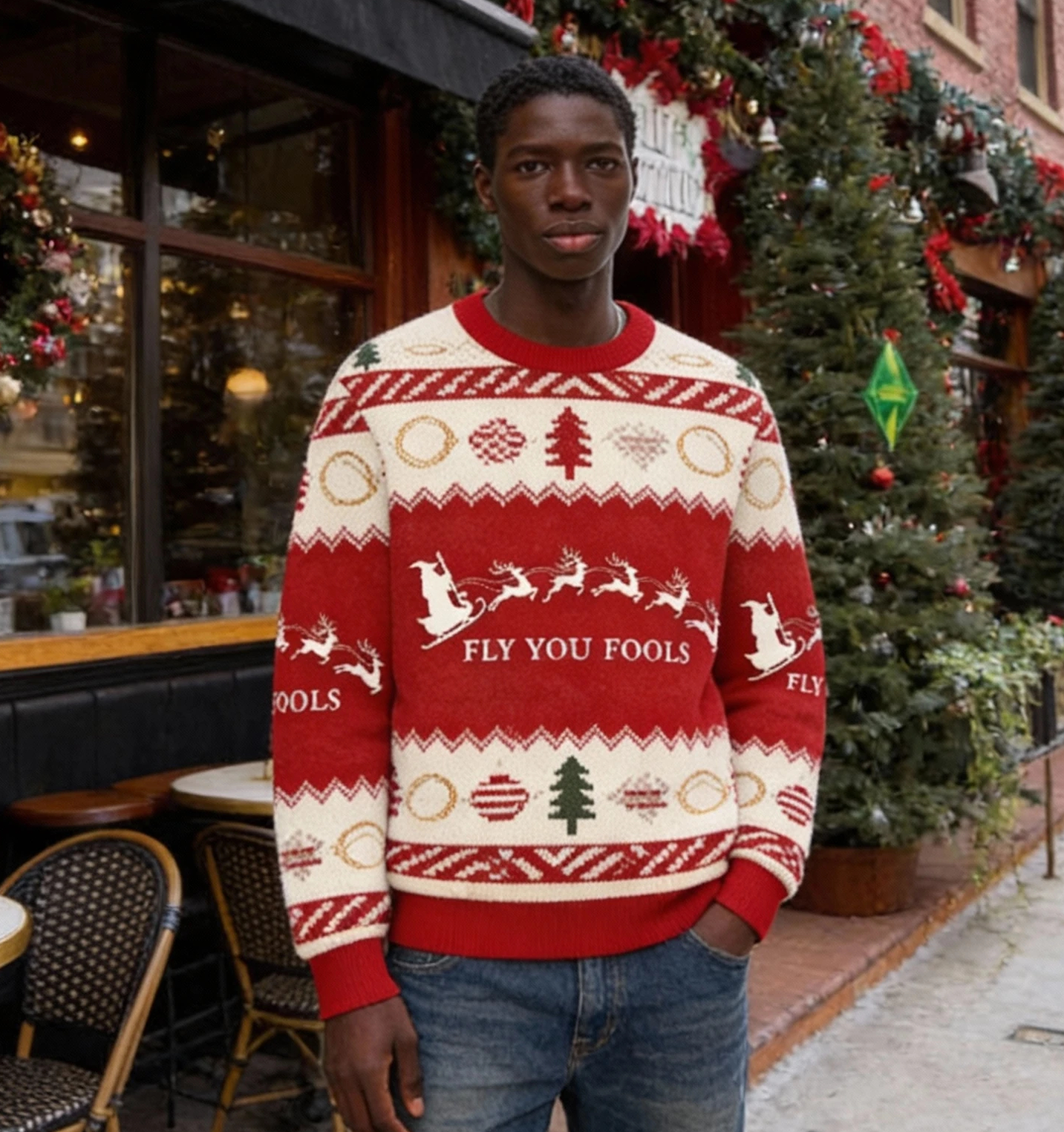 Baddiecat LOTR Fly You Fools Funny Christmas Ugly Sweatshirt