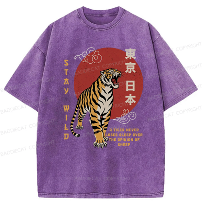 Baddiecat Japanese-style Tokyo Tiger Washed T-shirt