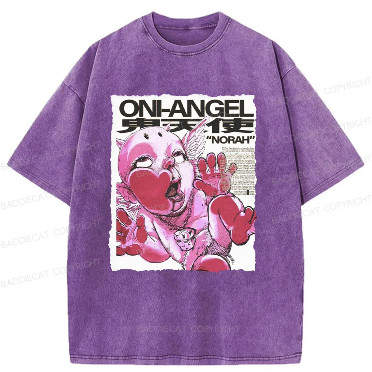 Baddiecat Oni-Angel Washed T-shirt