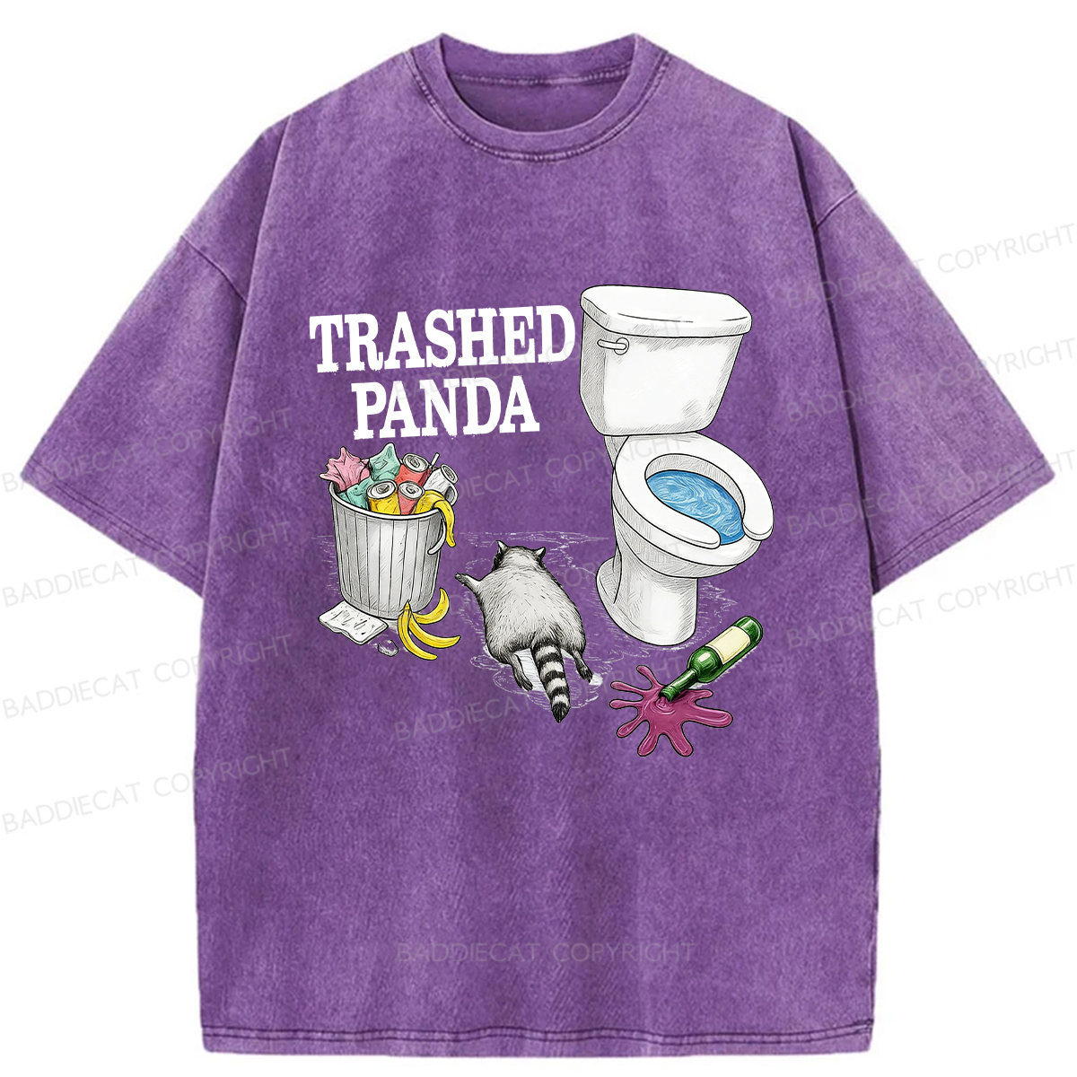 Baddiecat Drunk Raccoon Fun Washed T-shirt