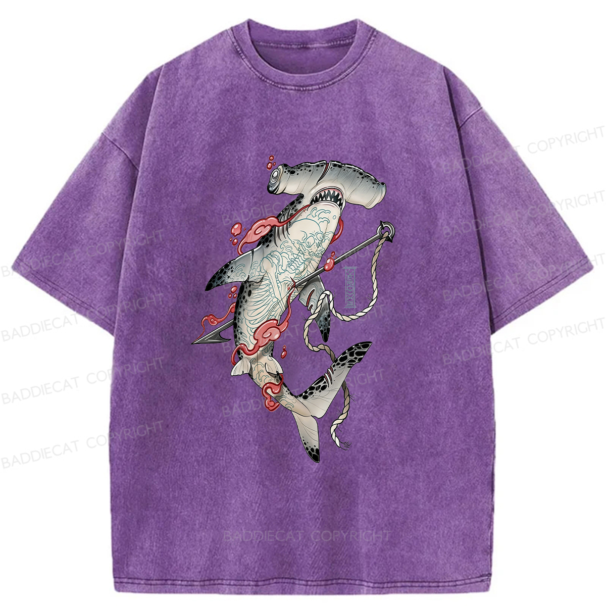Baddiecat Hammerhead Shark Washed T-shirt