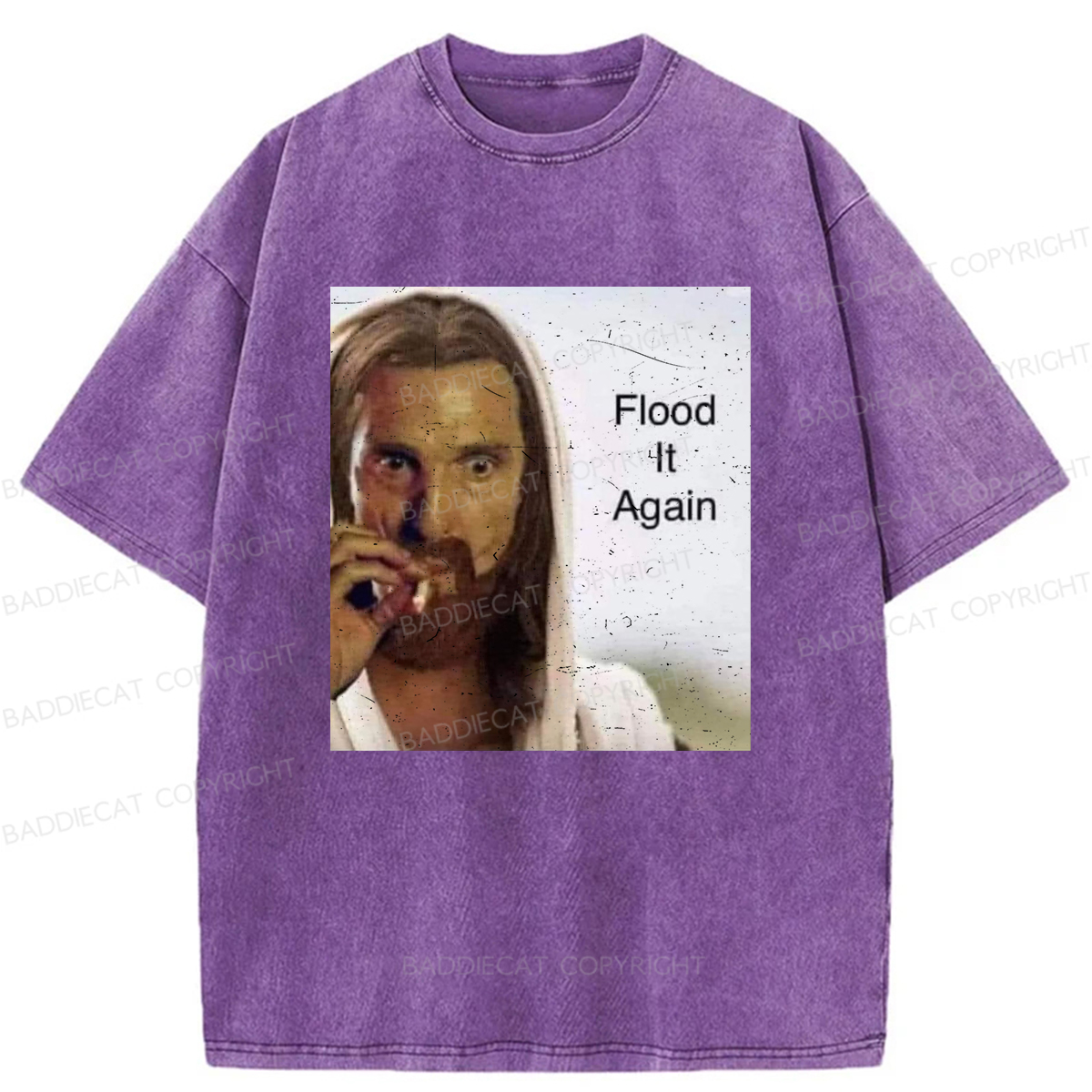 Baddiecat Funny Jesus Meme Washed T-shirt