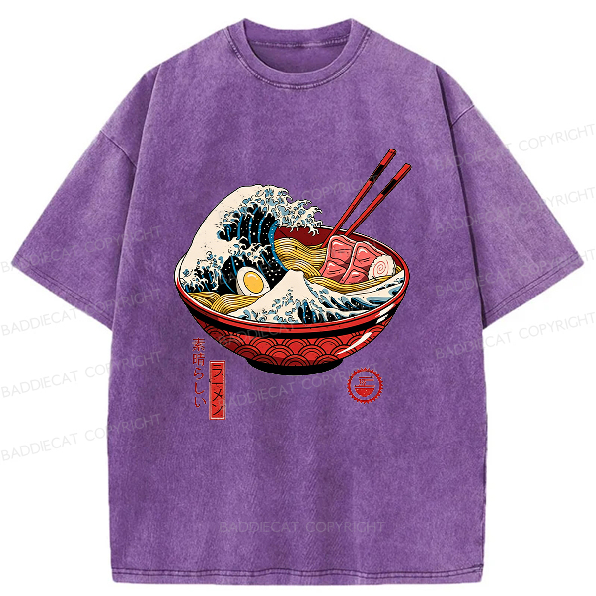 Baddiecat Great Ramen Wave Washed T-shirt