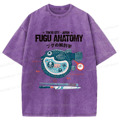 Baddiecat Fugu Anatomy Tokyo  Washed T-shirt