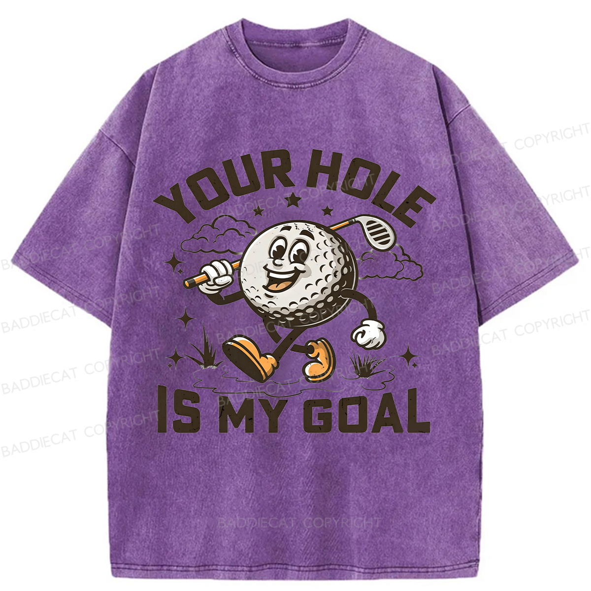 Baddiecat Your Hole Is My Goal  Washed T-shirt