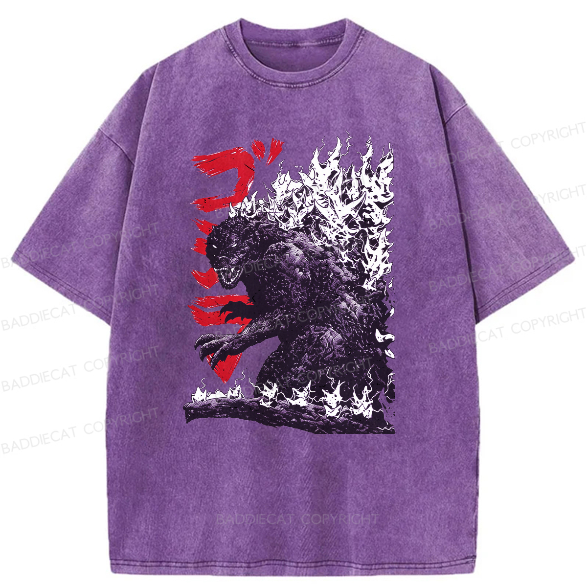 Baddiecat Raging Godzilla Washed T-shirt