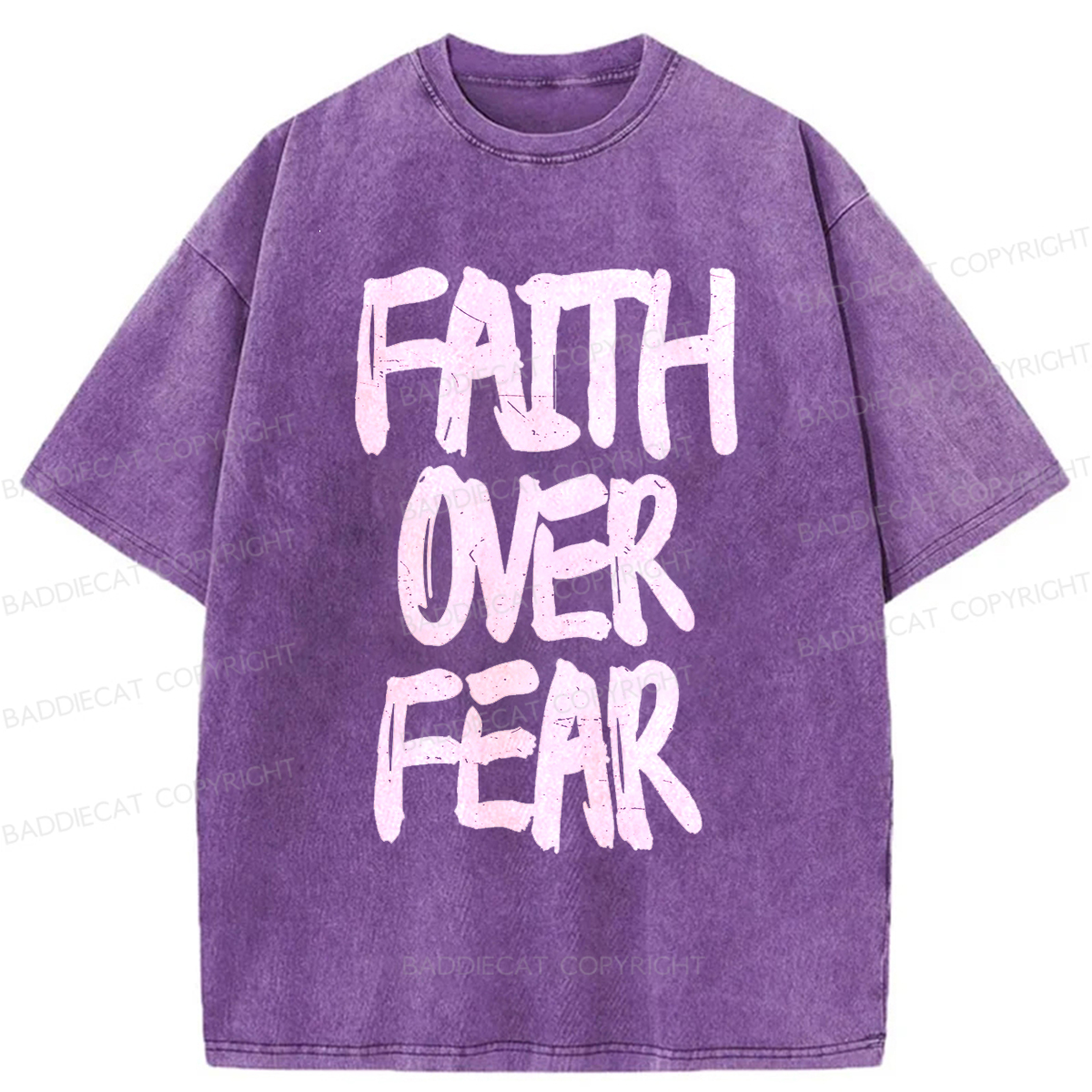 Baddiecat Faith Overcomes Fear Washed T-shirt