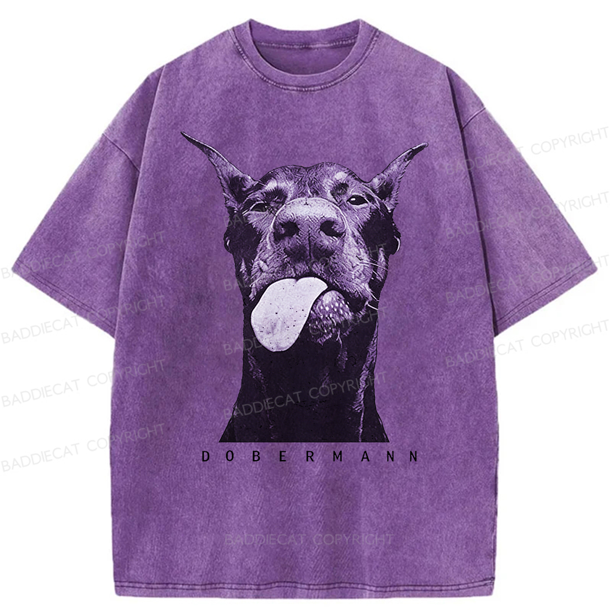Baddiecat Doberman Pinscher Washed T-shirt