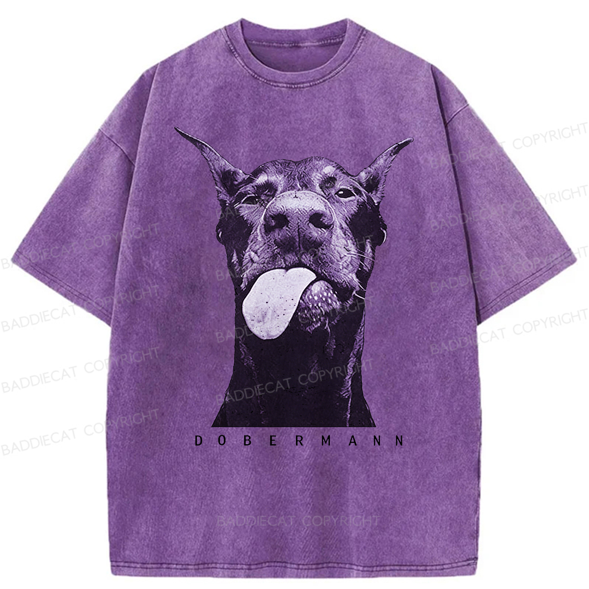 Baddiecat Doberman Pinscher Washed T-shirt