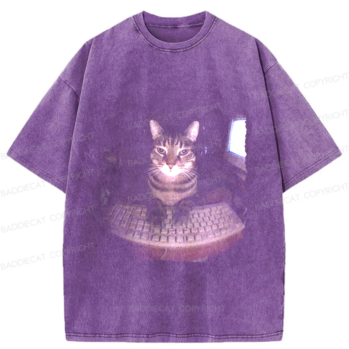 Baddiecat Hacker Cat Washed T-shirt