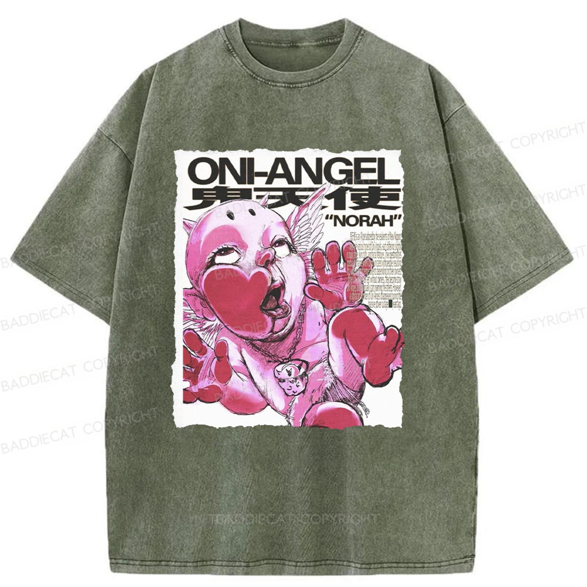 Baddiecat Oni-Angel Washed T-shirt