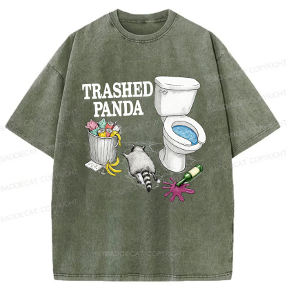 Baddiecat Drunk Raccoon Fun Washed T-shirt