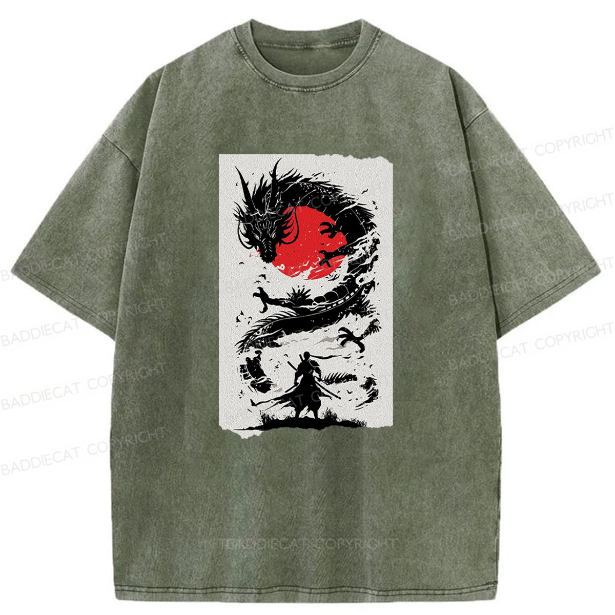Baddiecat Dragon Slayer Washed T-shirt