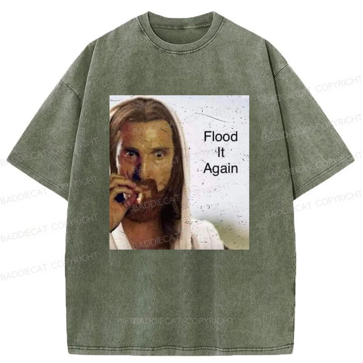 Baddiecat Funny Jesus Meme Washed T-shirt