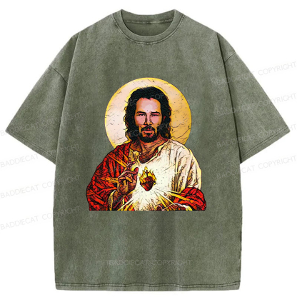 Baddiecat Holy Keanu Washed T-shirt