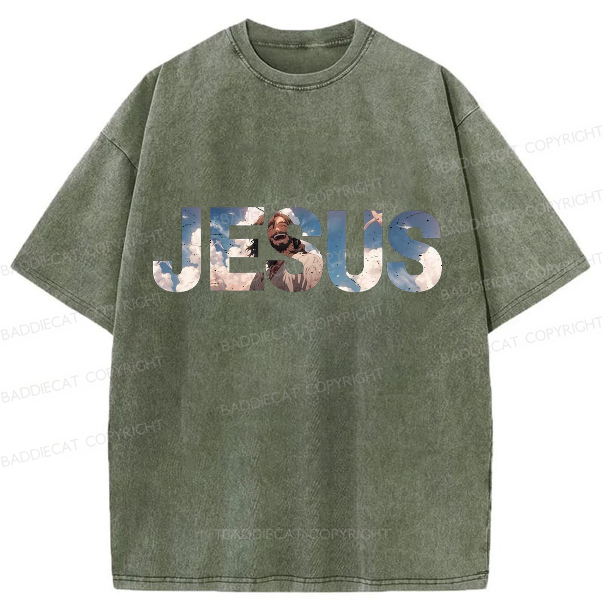 Baddiecat JESUS Washed T-shirt