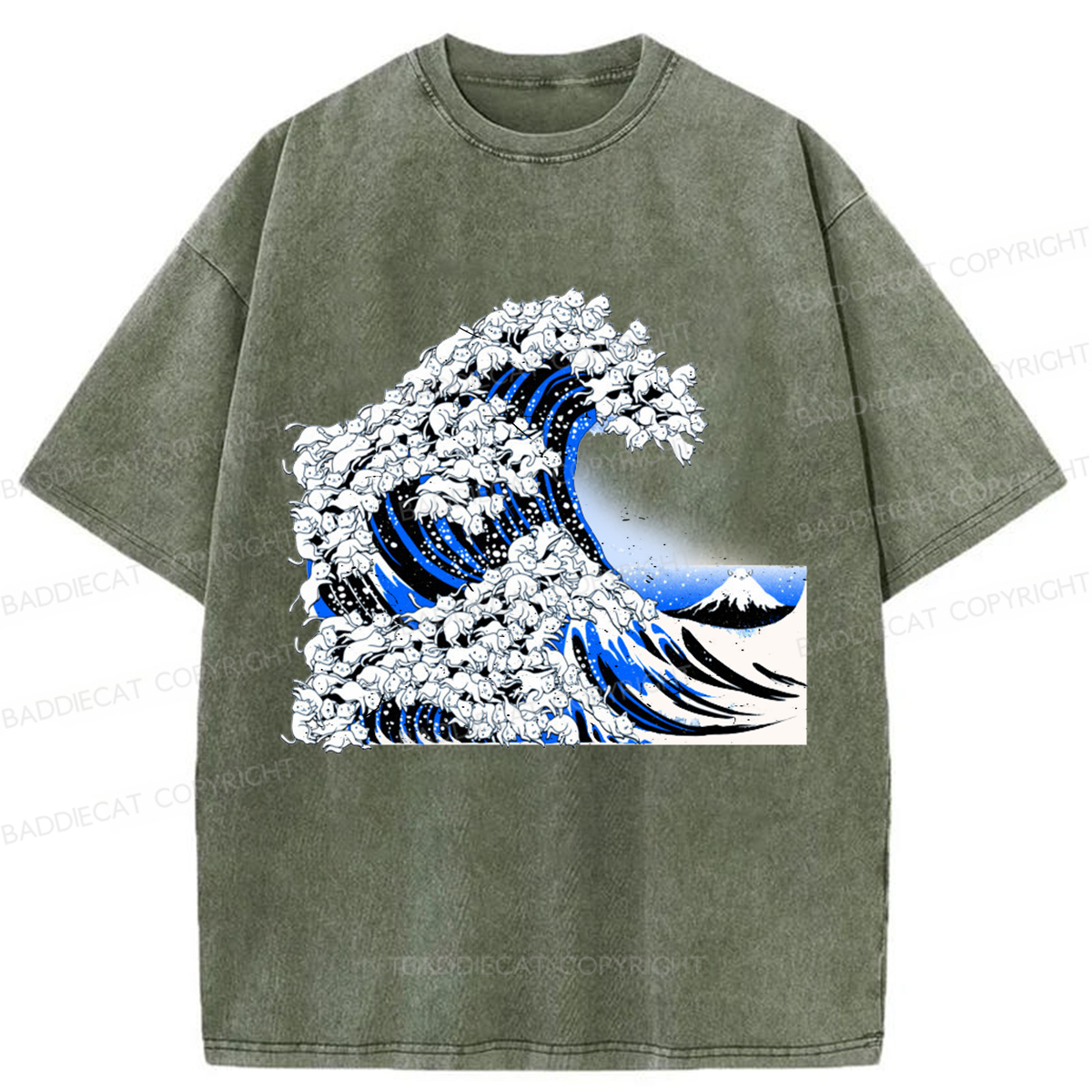 Baddiecat The Great Cat Wave Washed T-shirt