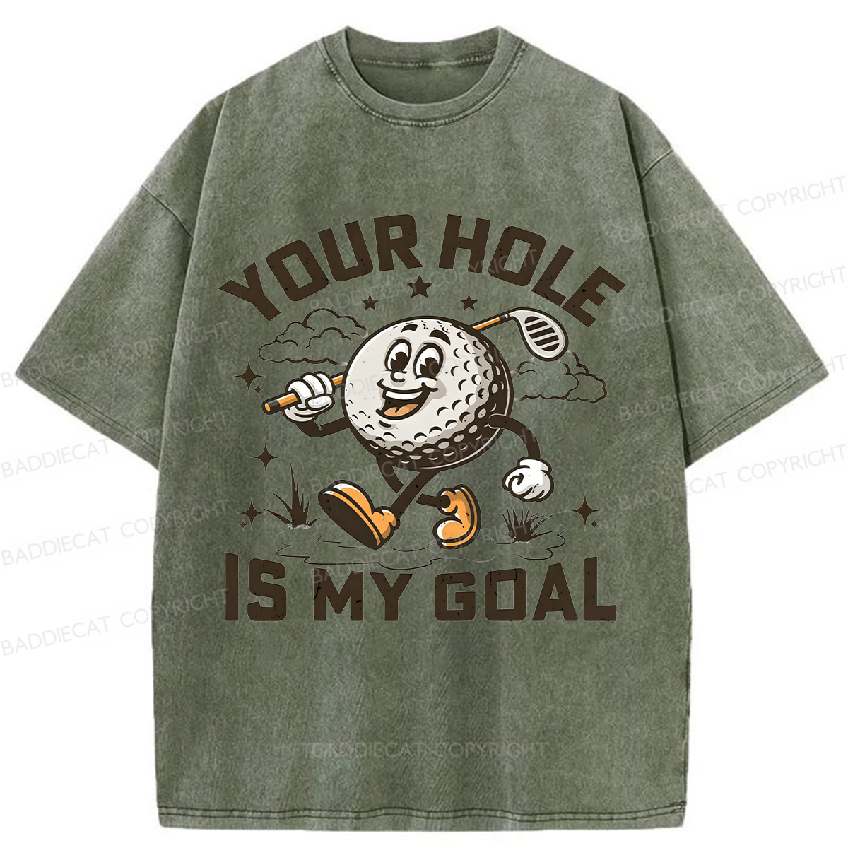 Baddiecat Your Hole Is My Goal  Washed T-shirt