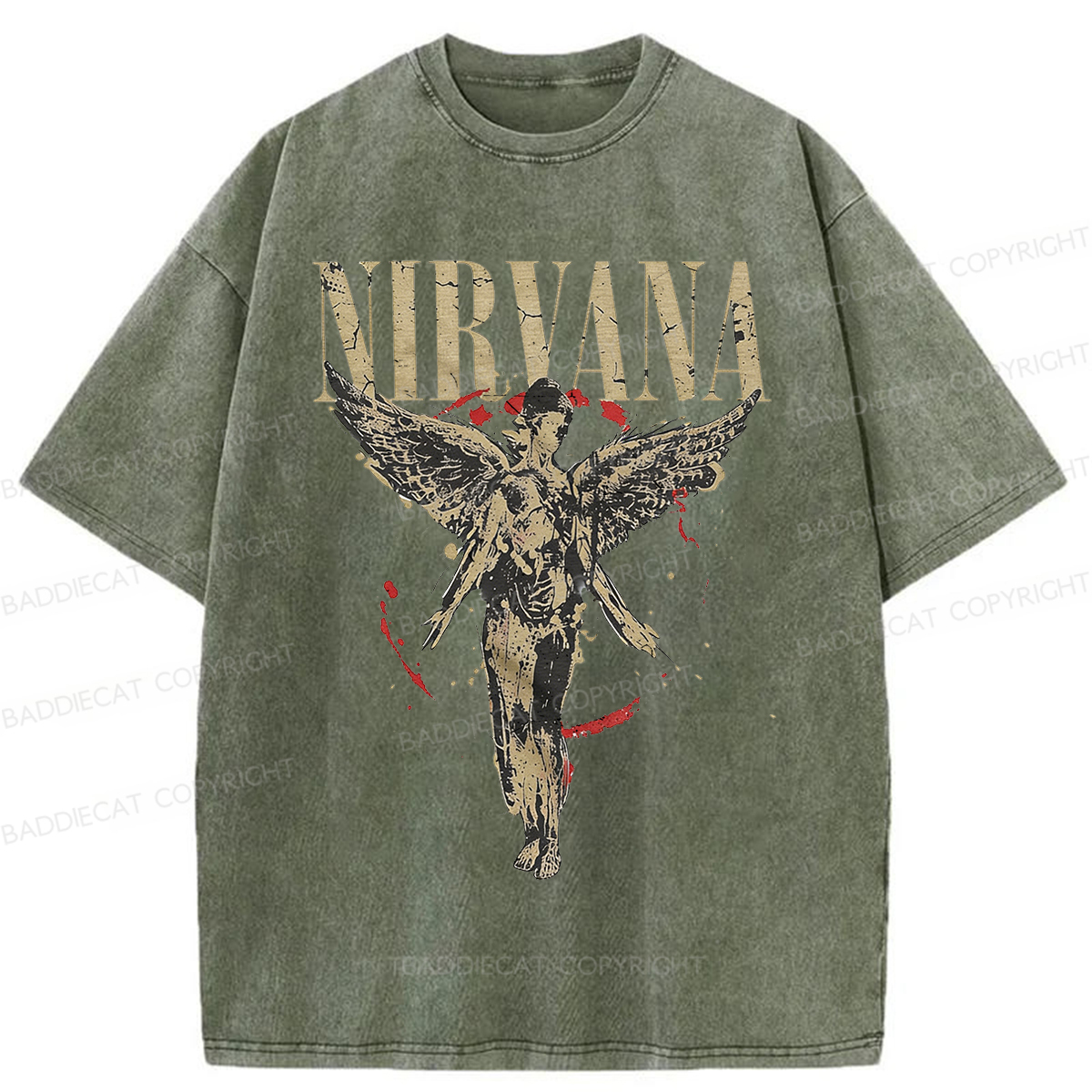 Baddiecat Grayce Nirvana in Utero Angel Splatter Washed T-shirt