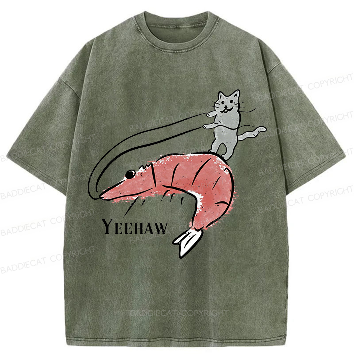 Baddiecat YEEHAW Cat Washed T-shirt