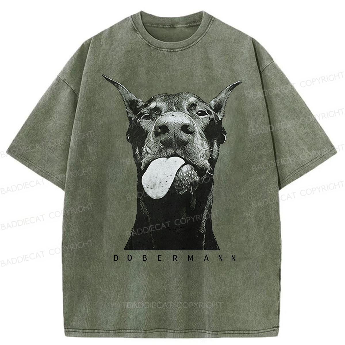 Baddiecat Doberman Pinscher Washed T-shirt