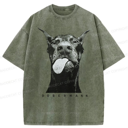 Baddiecat Doberman Pinscher Washed T-shirt