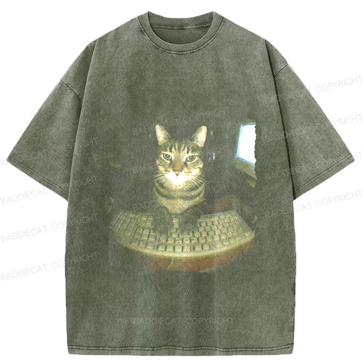 Baddiecat Hacker Cat Washed T-shirt