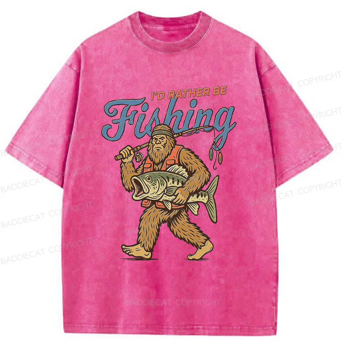 Baddiecat Bigfoot Fishing Washed T-shirt