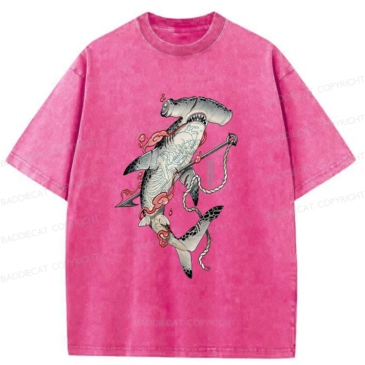 Baddiecat Hammerhead Shark Washed T-shirt