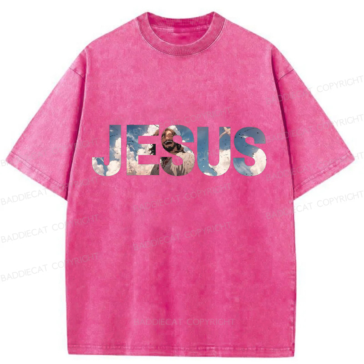Baddiecat JESUS Washed T-shirt