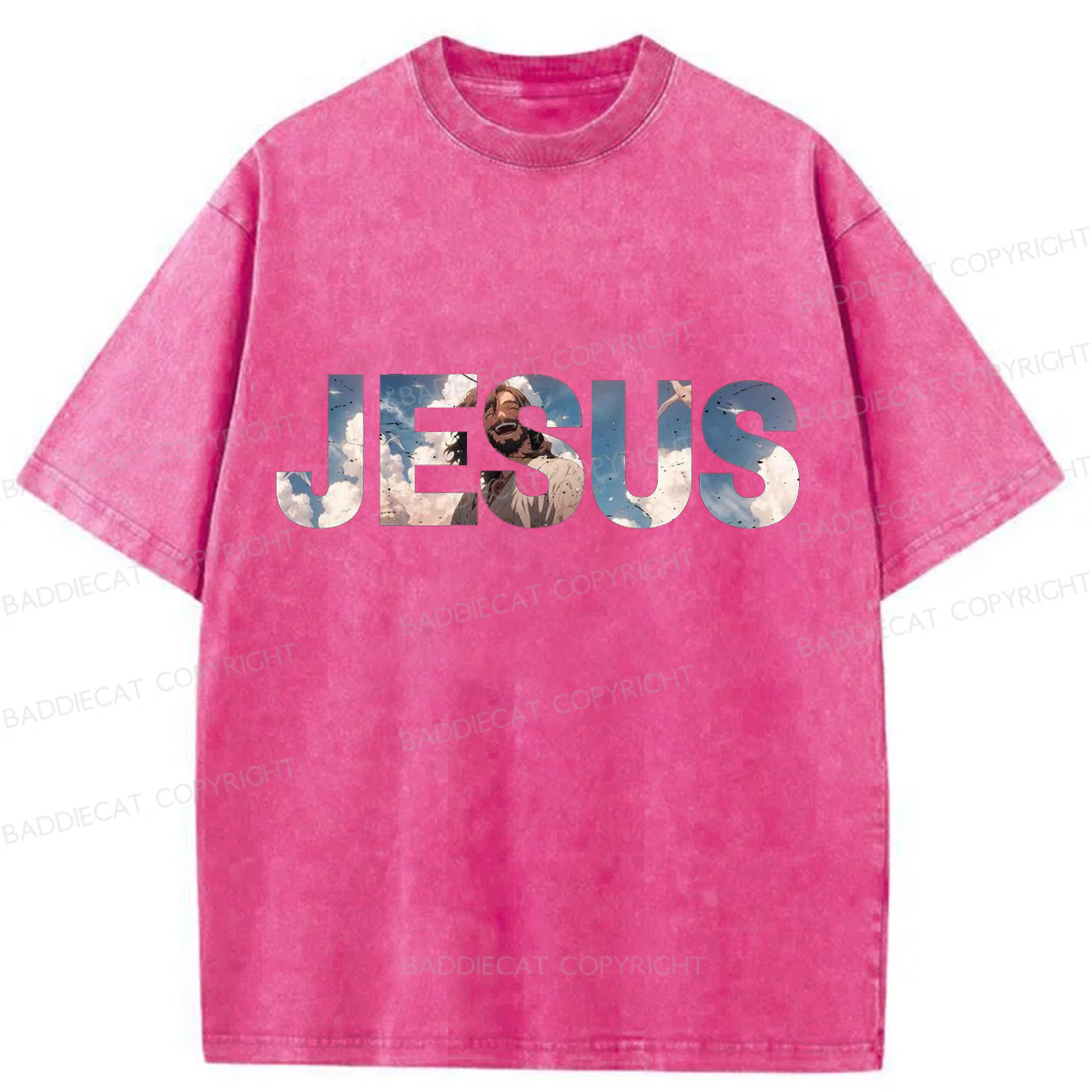 Baddiecat JESUS Washed T-shirt