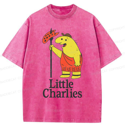 Baddiecat Little Charlie's Funny Meme Washed T-shirt